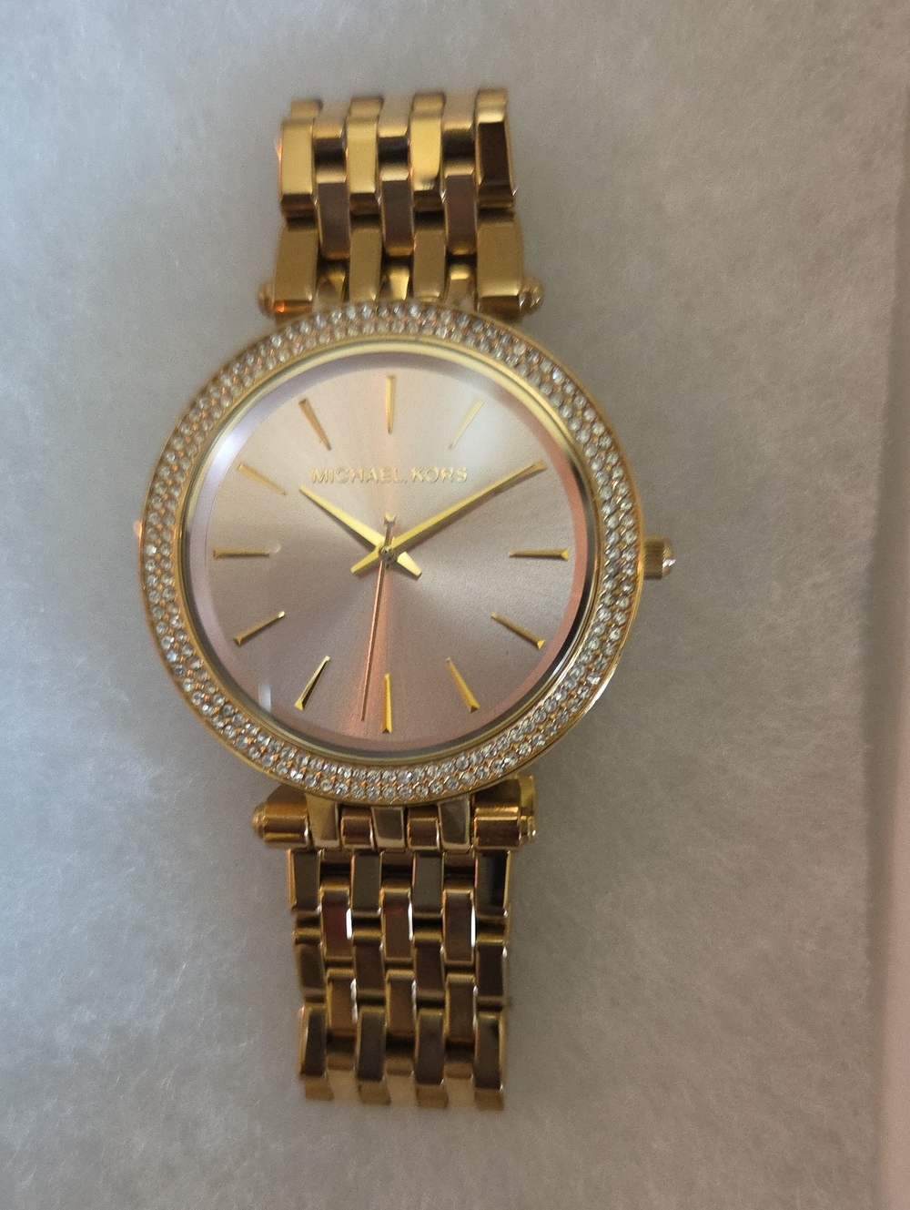Michael Kors Gold and Rose Gold Crystal-Trim Women's Watch